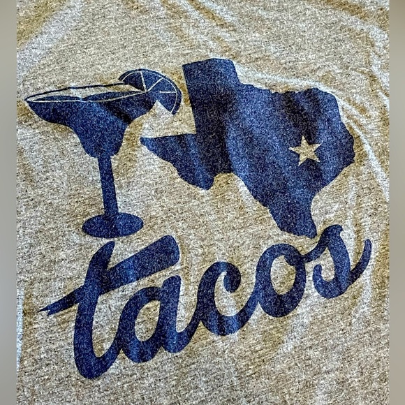 Women’s Gusto Graphic Print T-Shirt Gray Blue Size Small Margaritas TEXAS Tacos - Picture 2 of 9